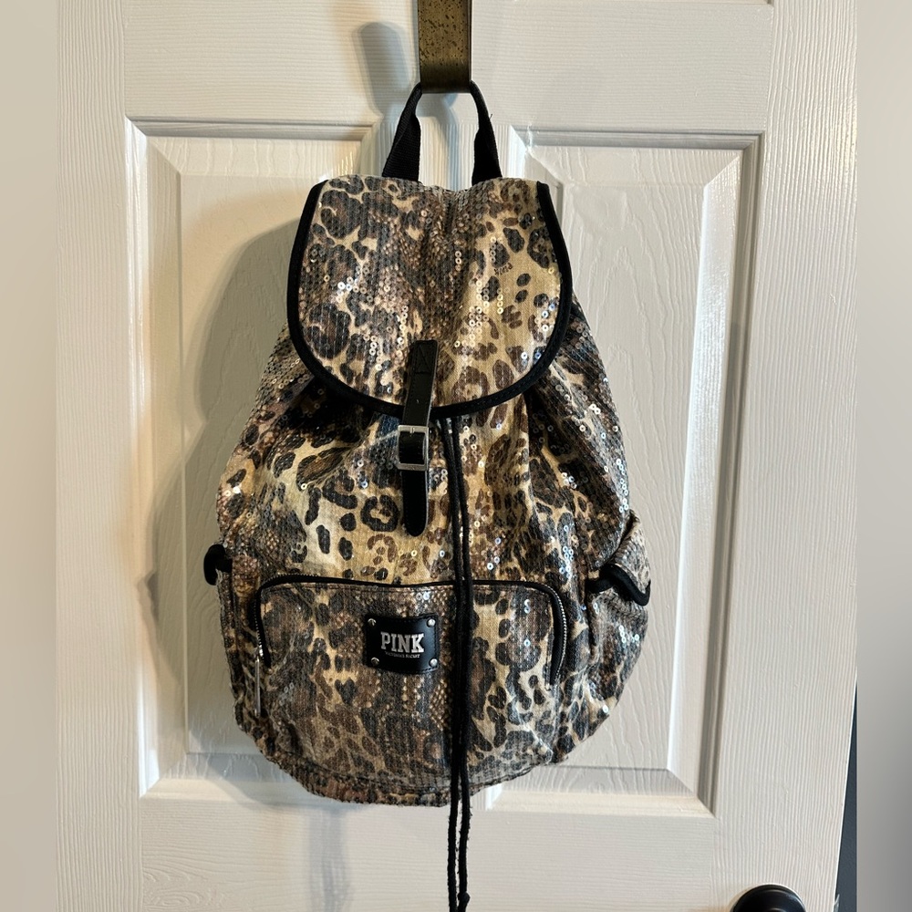 Leopard Sequin Victoria’s Secret Pink Backpack